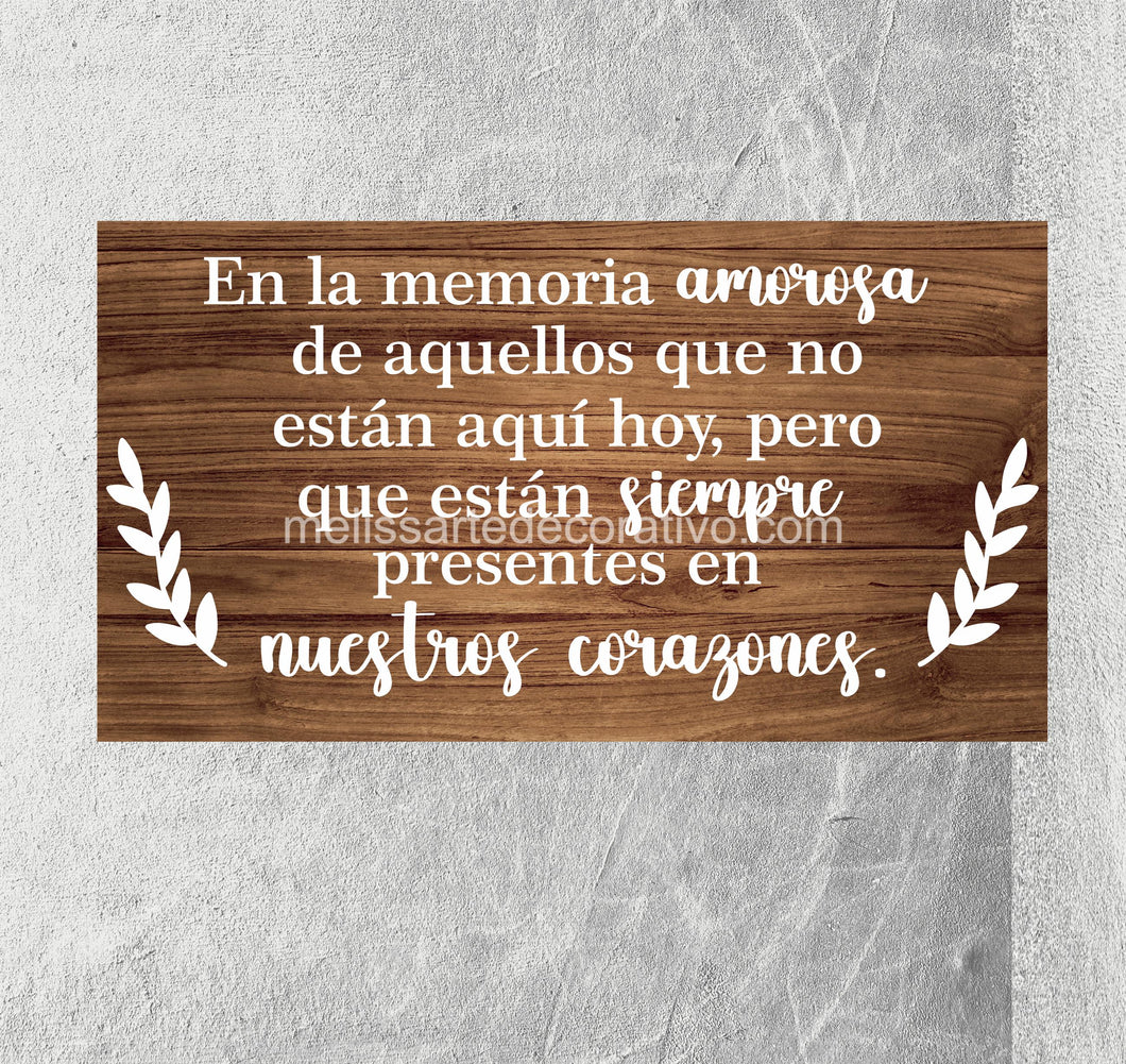 En honor / memoria 🕊️ En memoria amorosa ❤️ Letrero Impreso