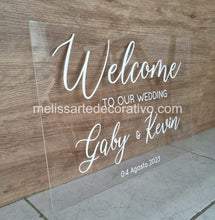 Cargar imagen en el visor de la galería, Letrero Bienvenida &quot;Welcome to our wedding&quot;💖 (Base NO incluida)
